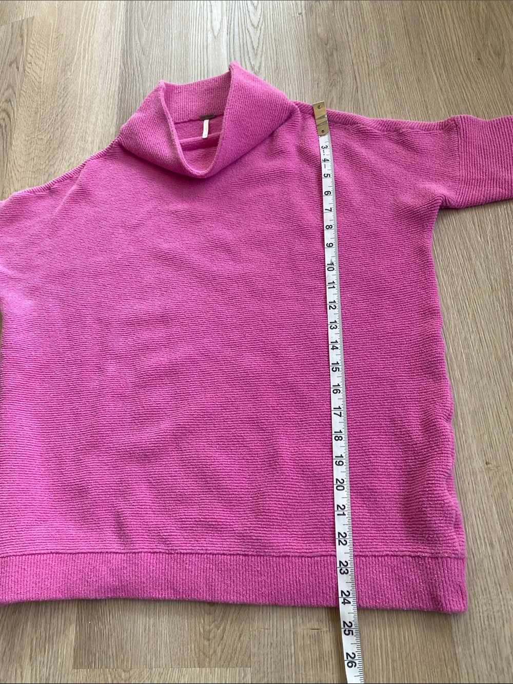 Free People Pink Oversized Ottoman Sweater Slouchy Mock Neck Cozy Boho Knit - Picture 9 of 9